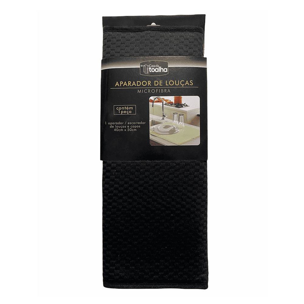 Aparador de louca de microfibra com super absorção cor preto