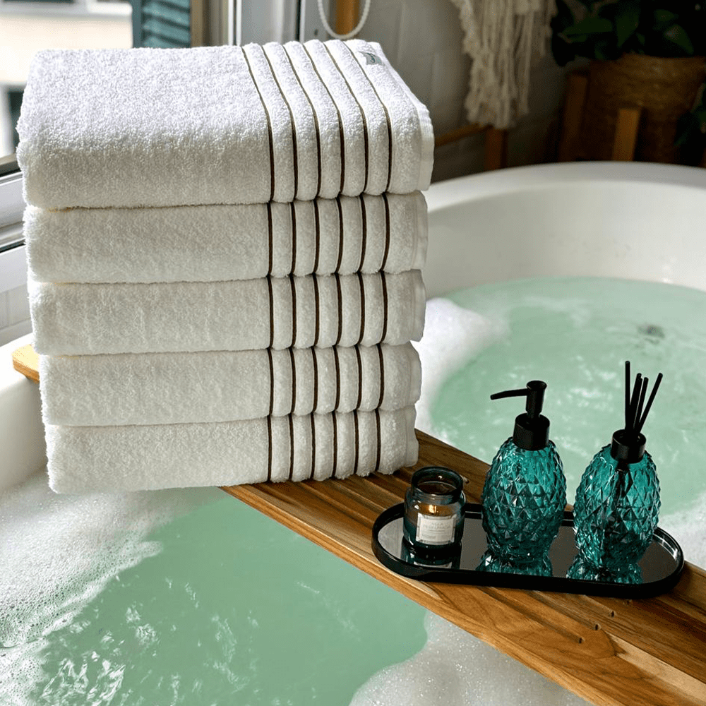 Toalha de banho Gigante - kit com 5 Toalhas Gramatura 500g/m² - 100% Algodão Confort Soft - Cor Off White - Coleção Essence